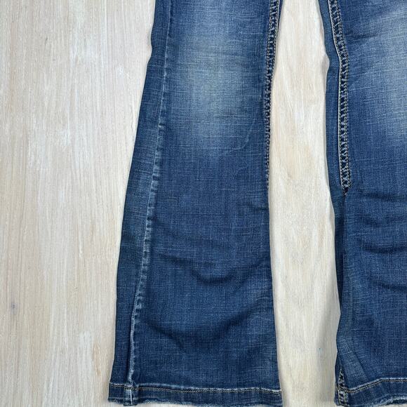 Silver Jeans Pica Low Rise Medium Wash Relaxed Flare Leg Y2K Denim Jeans 26 - Picture 5 of 15
